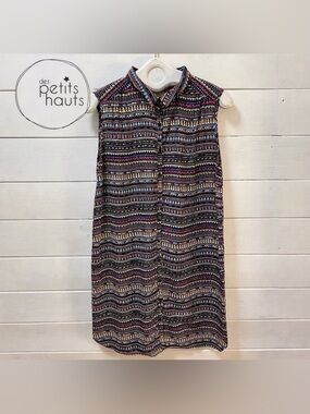 DES PETITS HAUTS Multicolor Silk Shirt Dress XL (T4)